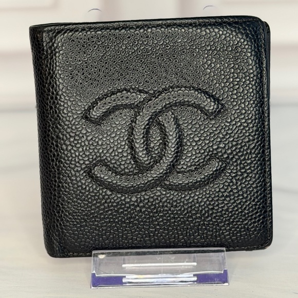 Chanel Black Caviar Leather Bifold Wallet CC Logo | Entrupy COA - Picture 3 of 13